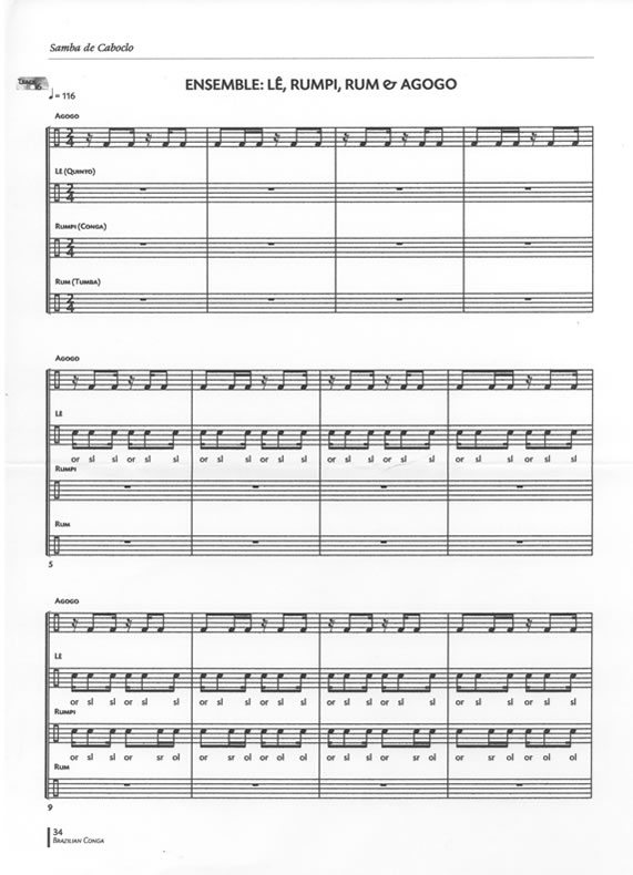 Score example "Samba de Caboclo" - Page 34